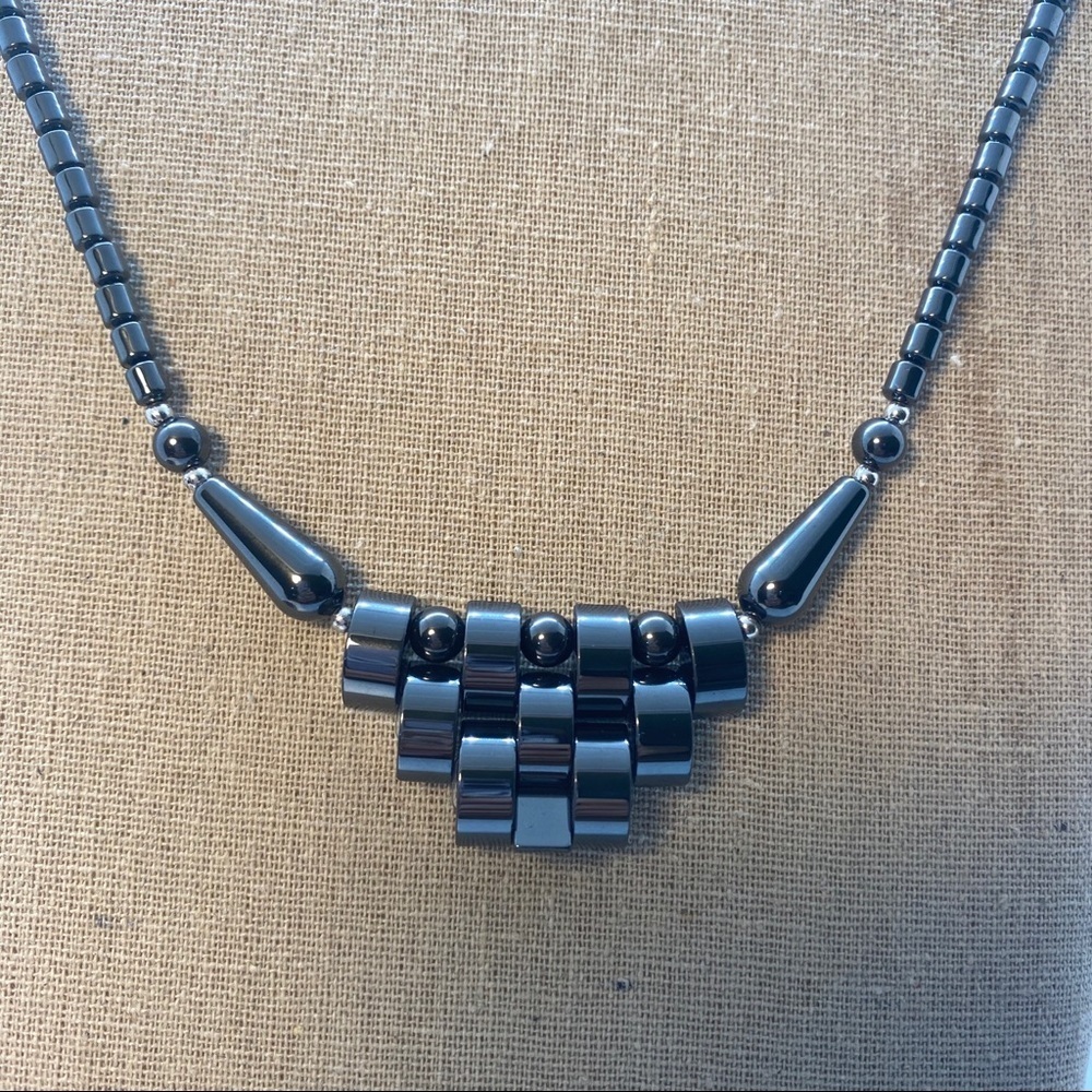 Hematite Necklace with Modern Look to Pendant